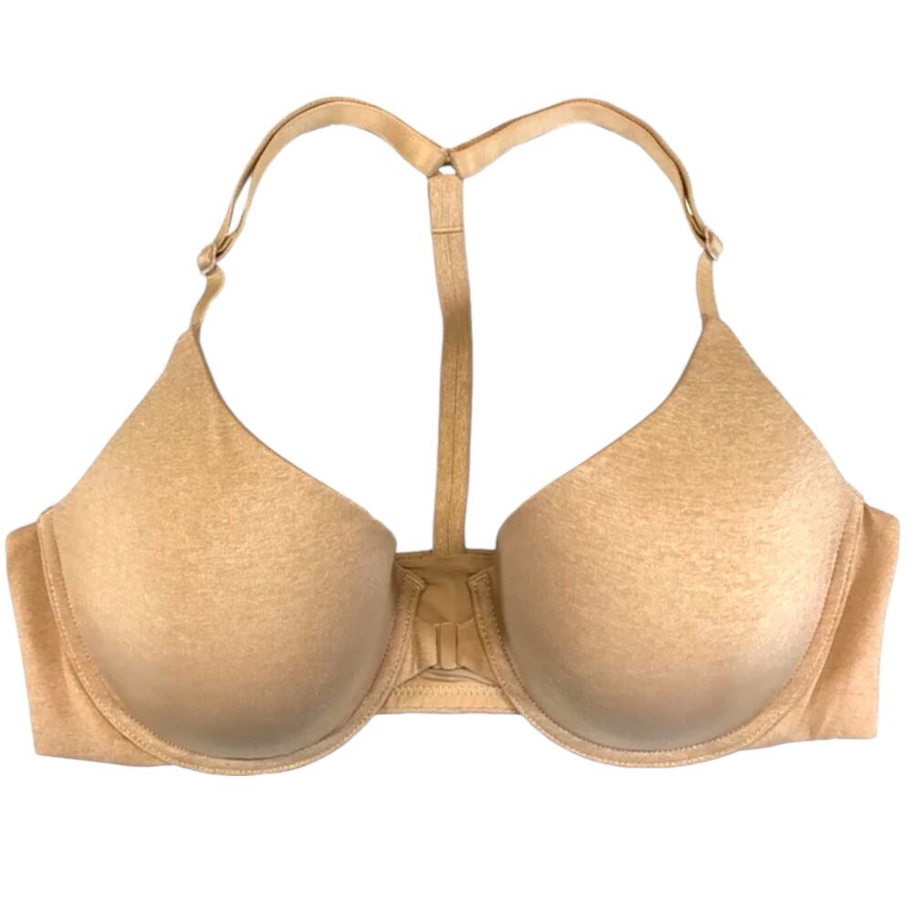 Victoria's Secret Racerback Semi-Demi Size 34 DD In Beige Wired Lightly Padded